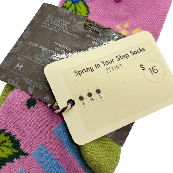 Matilda Jane Spring In Your Step Socks Floral Stripes Girls Medium Cotton Blend - Picture 3 of 3